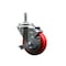 Service Caster 3.5'' Red Poly Wheel Swivel 7/16'' Grip Ring Stem Caster with Brake SCC-GR20S3514-PPUB-RED-TLB-716138 - alternate 1